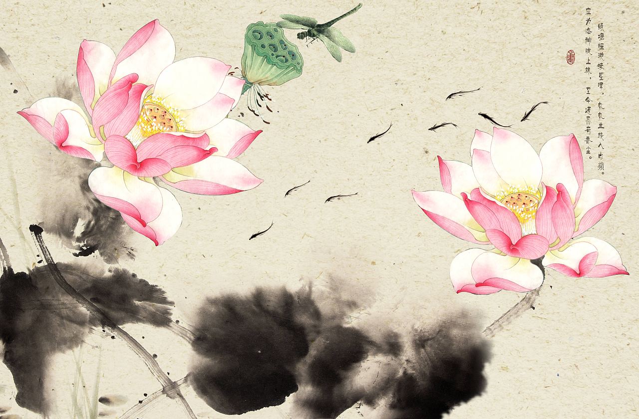 纱画、文创卷帘图案-荷花（图ZMjg0NjUzNzA0） - 图案 - 站酷设计师裕隆家居原创素材 - 站酷ZCOOL