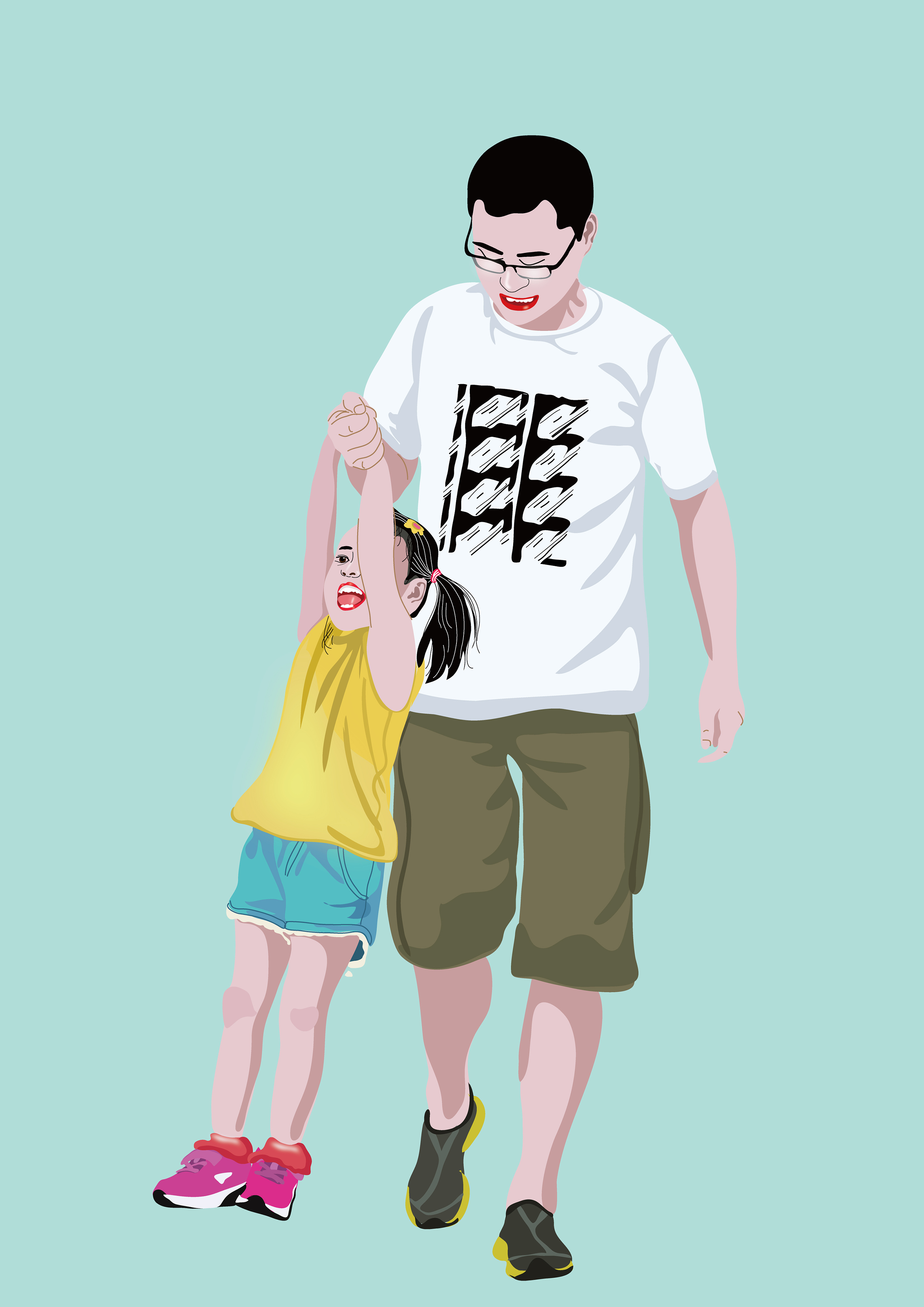 《全家福》系列手绘设计-爸爸与我篇