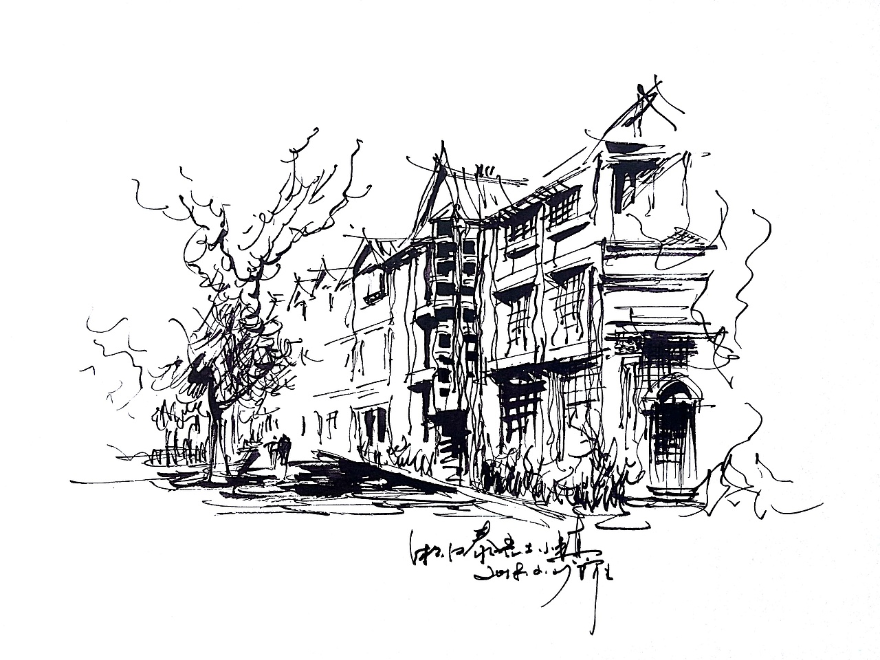 阿王速写建筑风景手绘|纯艺术|绘画|阿王速写_原创作品-站酷zcool