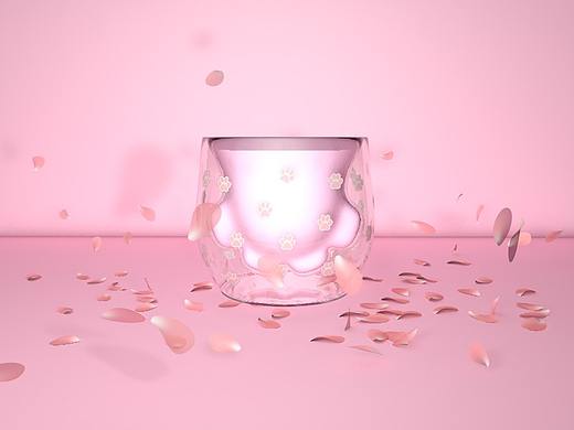 c4d网红猫爪花+瓣雨