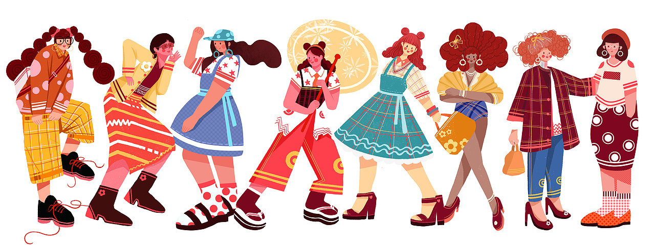 时尚人物穿搭练习（图ZMjQxOTAwODQ0） - 商业插画 - 站酷设计师周周ZhouZ原创素材 - 站酷ZCOOL