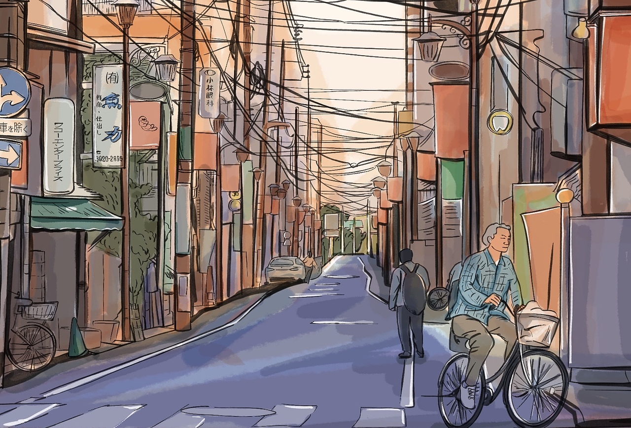 老街|插画|创作习作|任大河fry_原创作品-站酷zcool