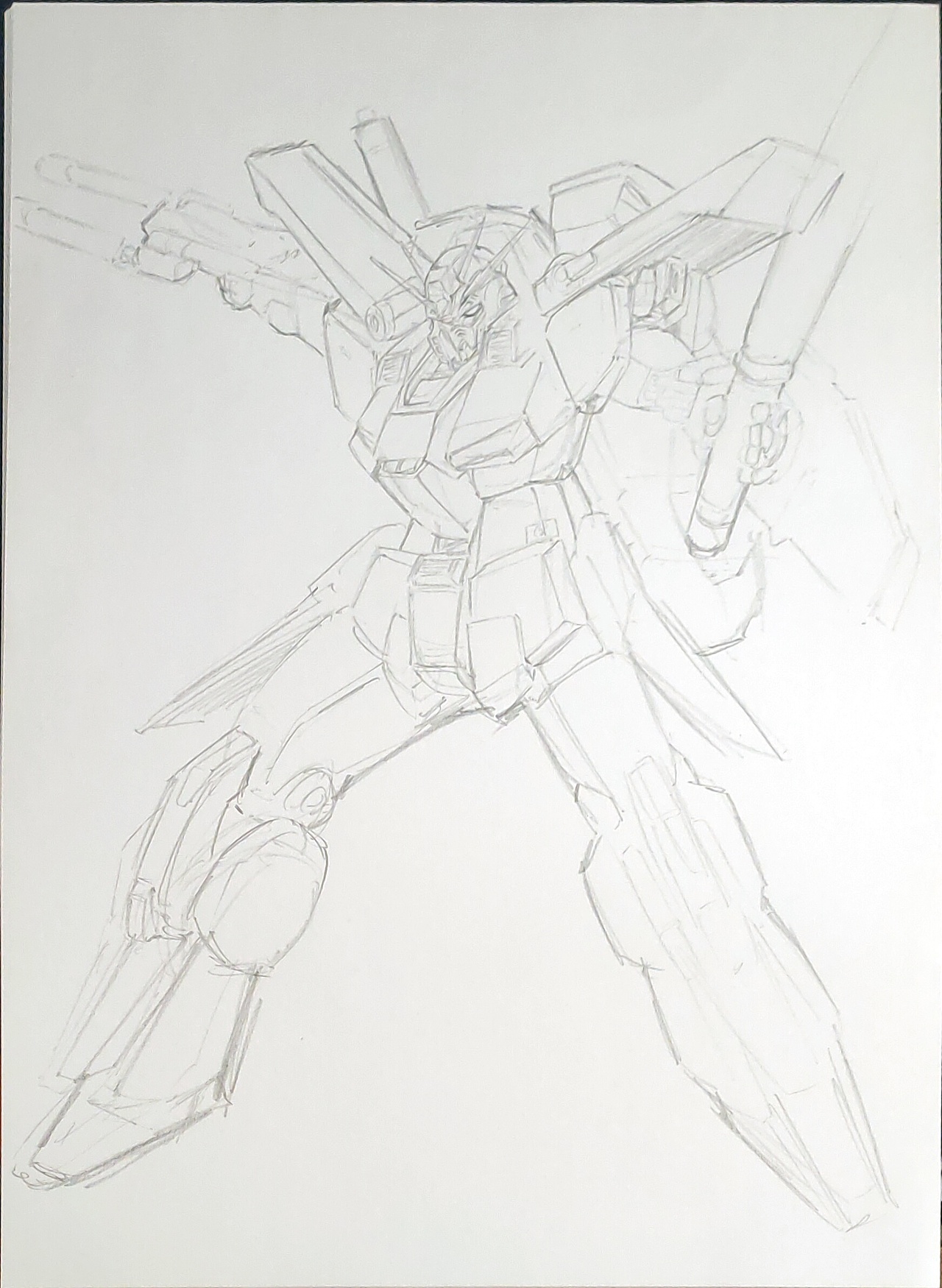 高达线稿马克笔摸鱼图