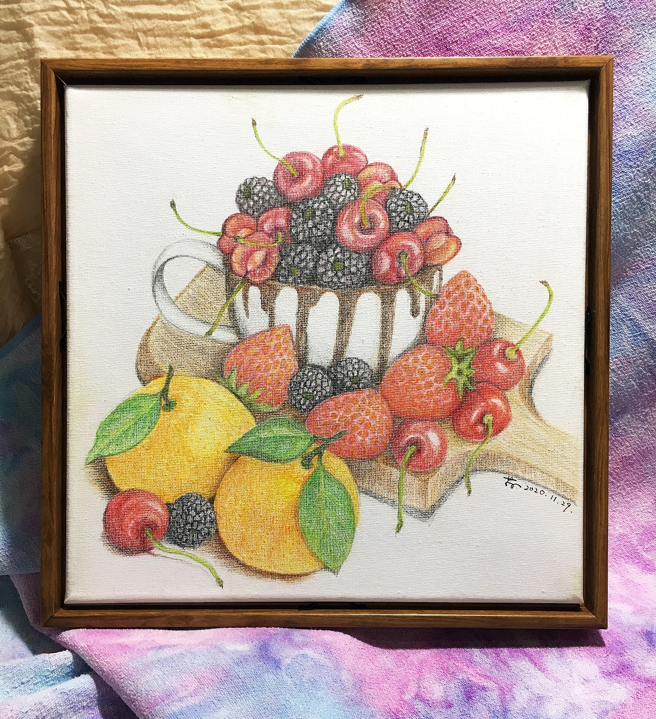 画布彩铅《集美水果》