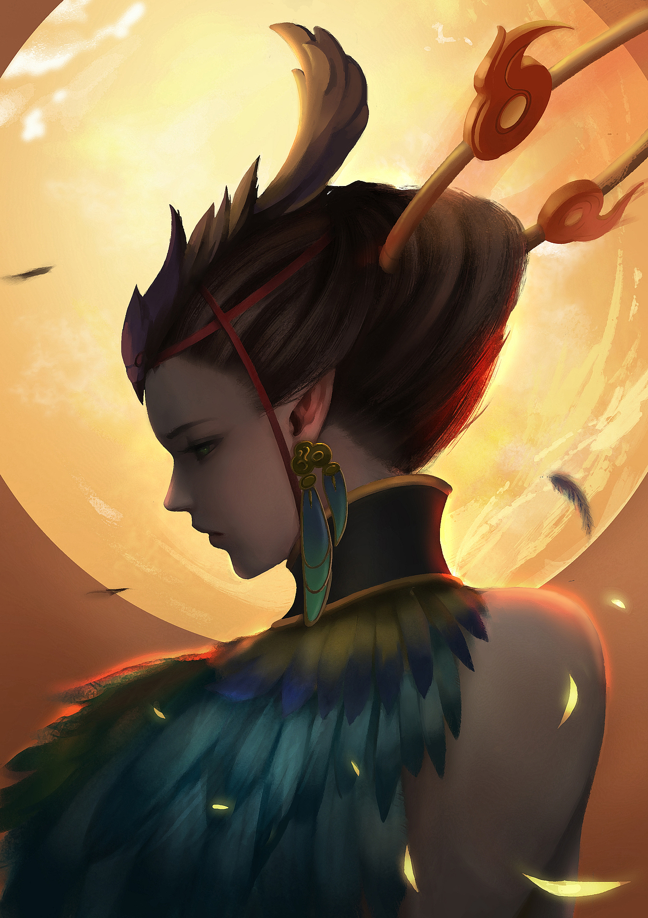 原创作品插画创作习作神都夜行录原画一套照片临摹写生,40分钟-2小时