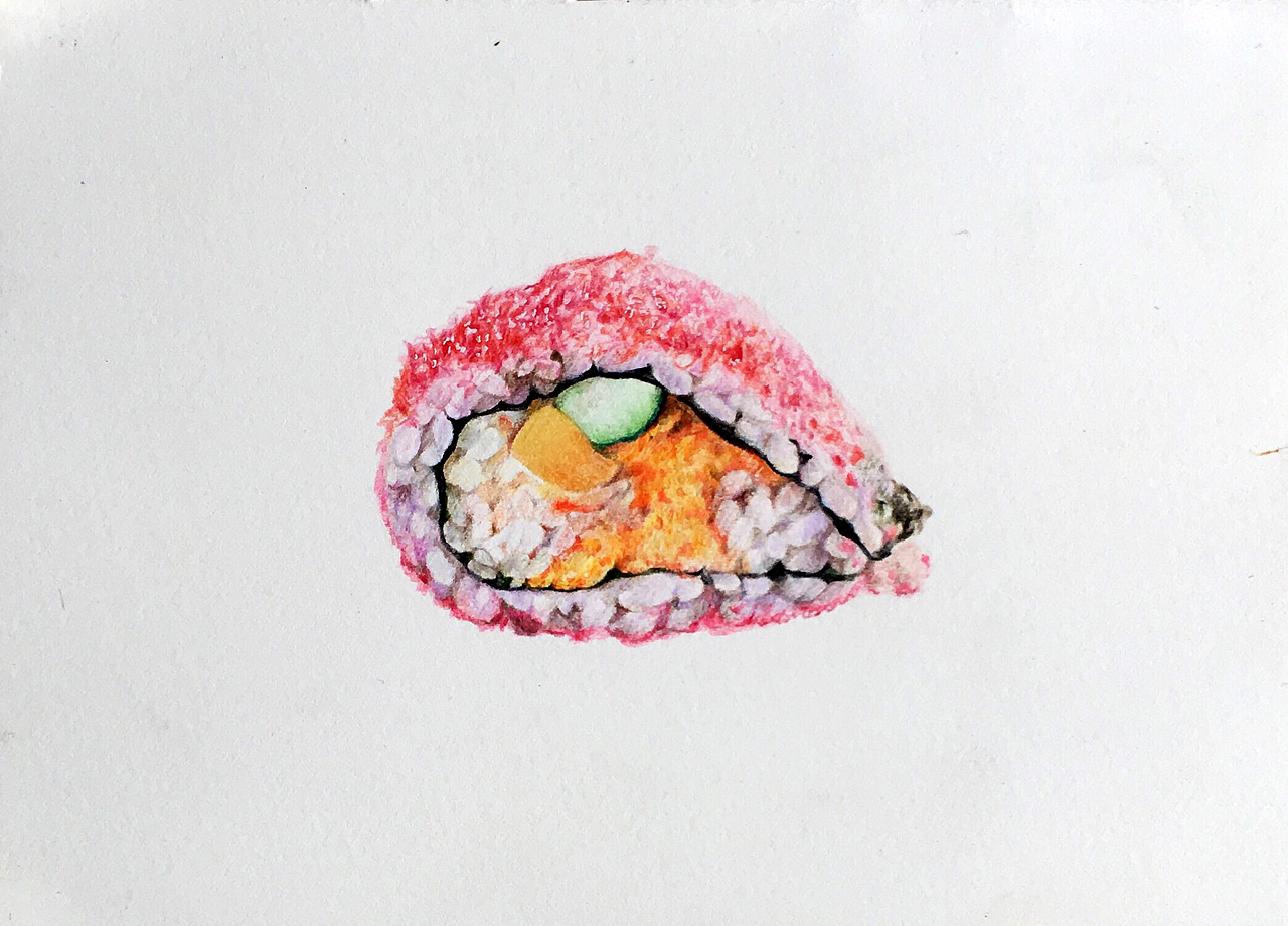 一组彩铅美食作品