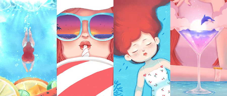 《夏日定格》系列插画（图ZMTcwMjk2NTA0） - 艺术插画 - 站酷设计师Mino张大咪原创素材 - 站酷ZCOOL