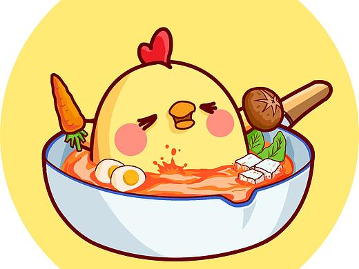 鸡汤四少·麻辣捞烫  卡通logo