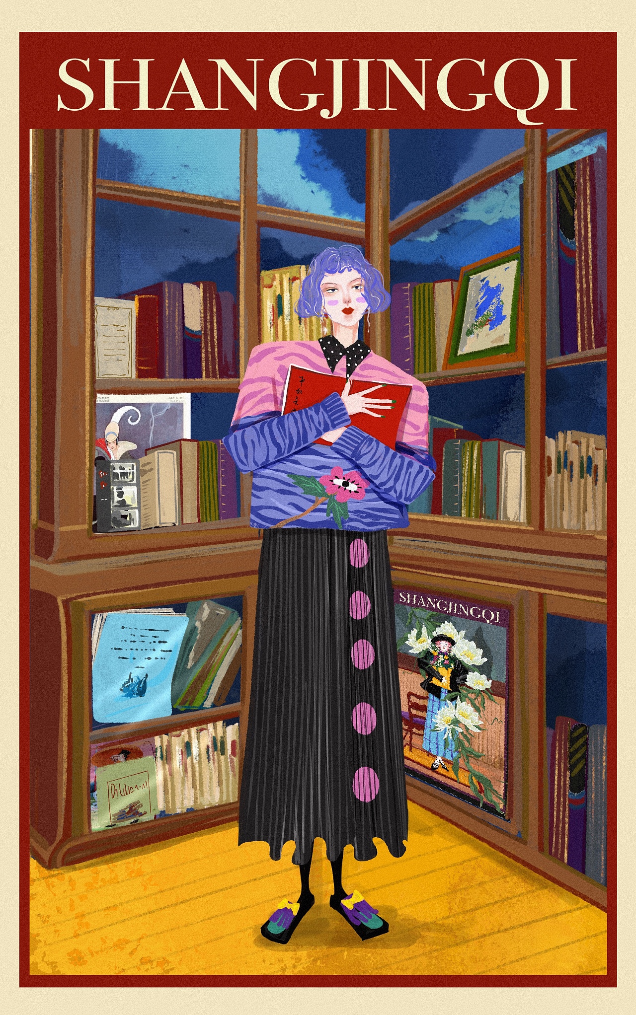 复古杂志风插画