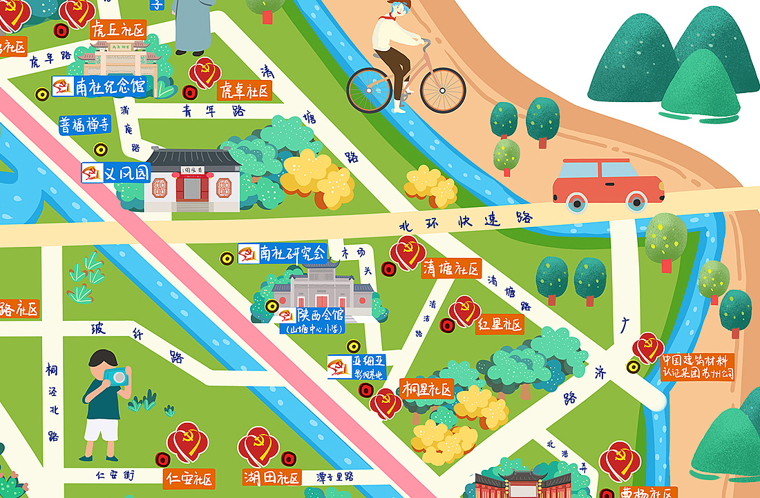 虎丘街道手绘地图