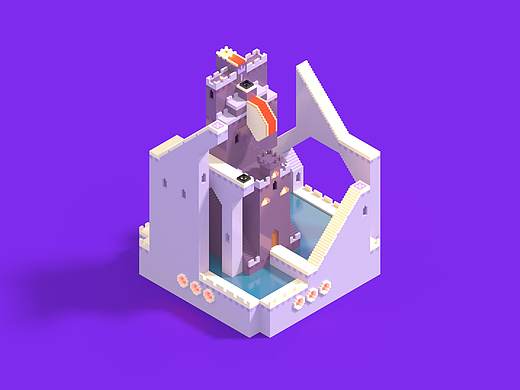 用magica voxel 做的纪念碑谷的场景