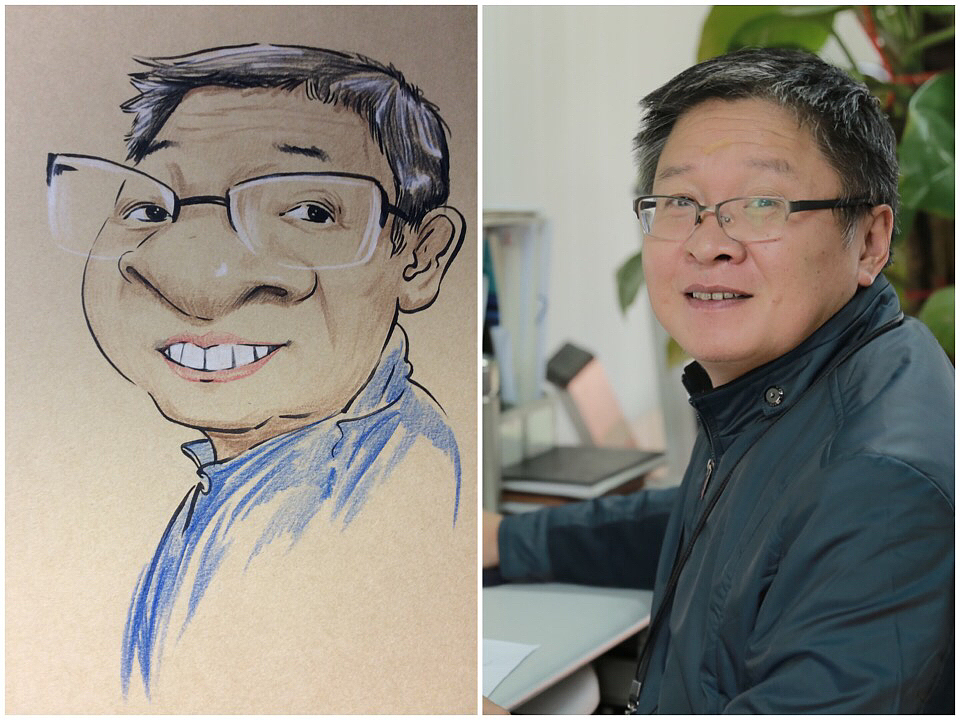 建筑工人彩铅肖像漫画