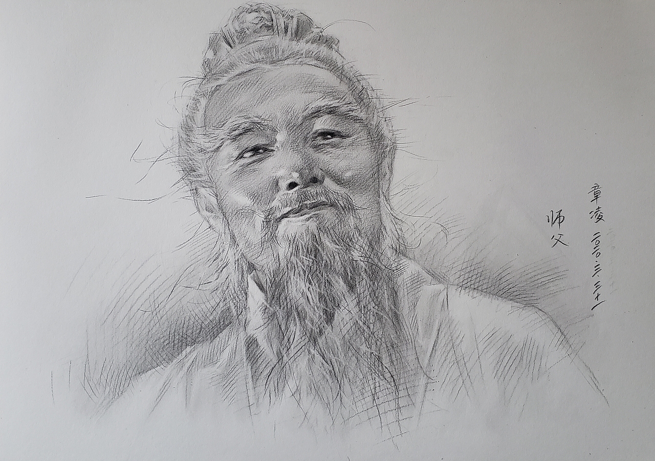 86版西游记中菩提老祖的剧照素描