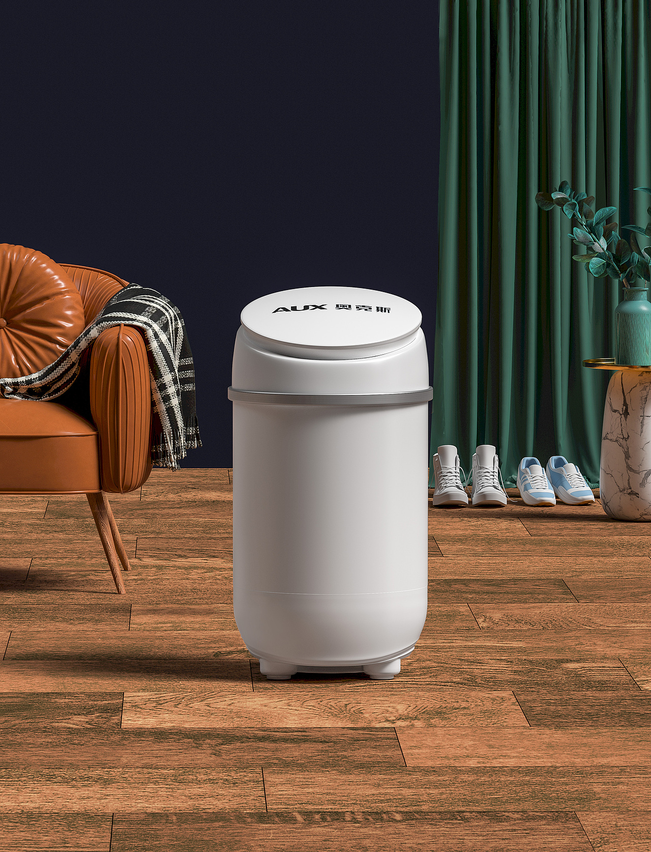 奥克斯洗鞋机（产品渲染+主图+页面）