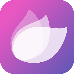 项目logo 背景色是由粉色到蓝色的渐变 中间是三个花瓣做了一个透明的过度