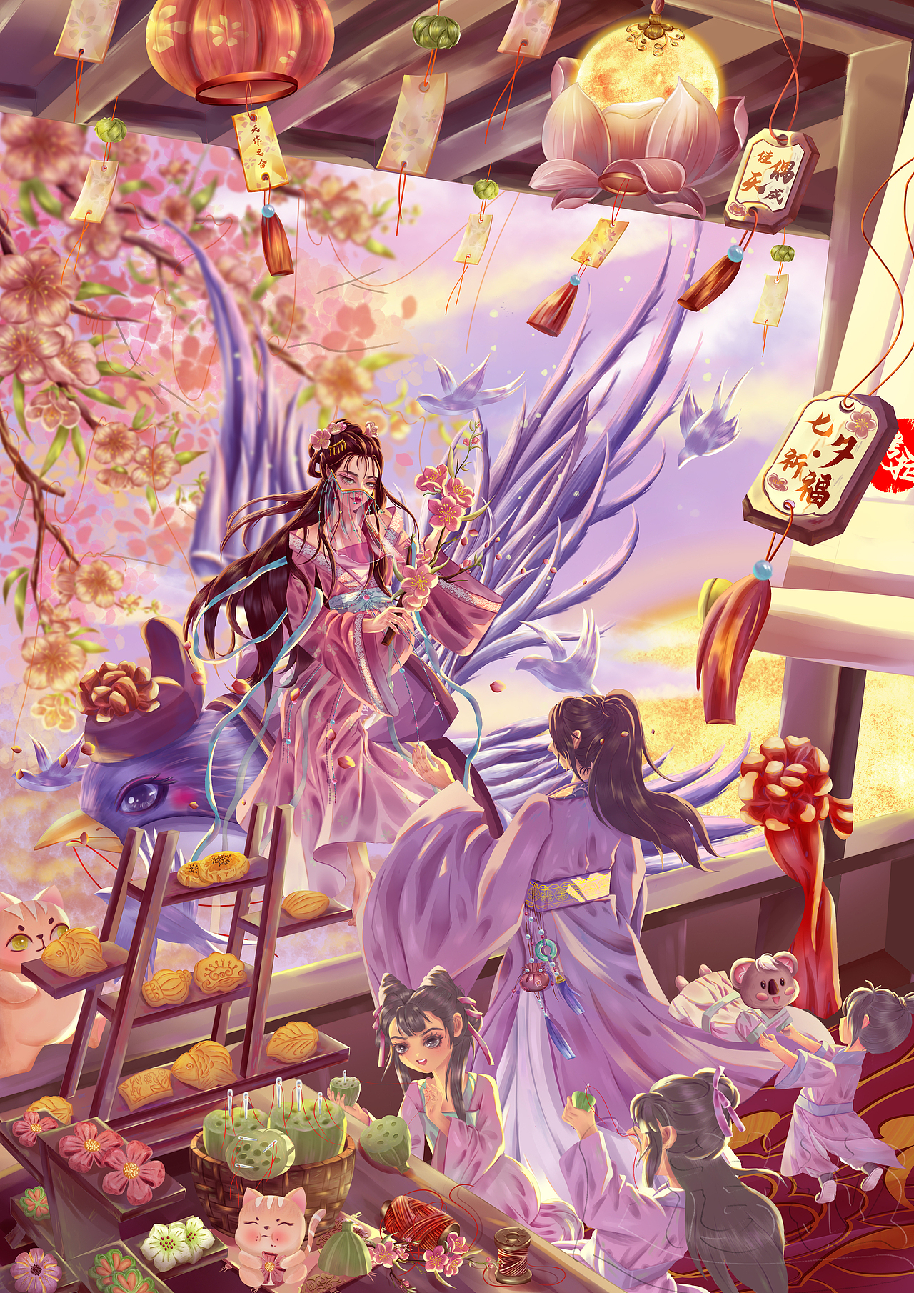 流水桃花渡七夕