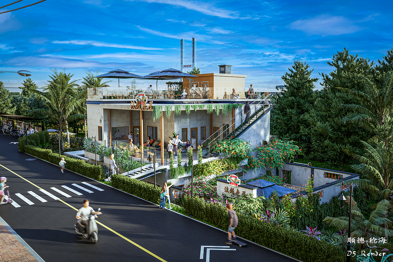 佛山 顺德 稔海村 中国鳗鱼之乡 乡村建筑 D5 渲染器（图ZMzAwOTY5NTA4） - 建筑/空间 - 站酷设计师Keith水原创素材 - 站酷ZCOOL