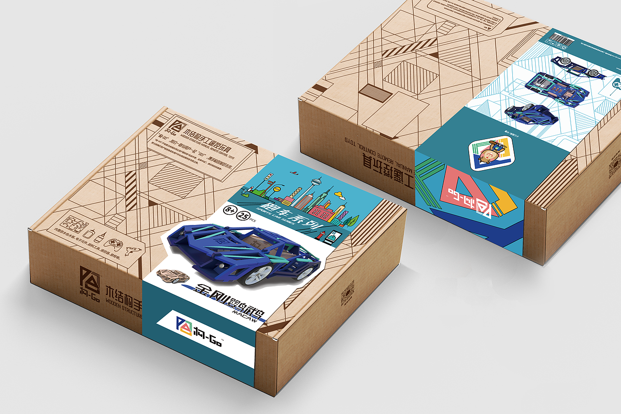 构-go木结构手工遥控玩具包装设计