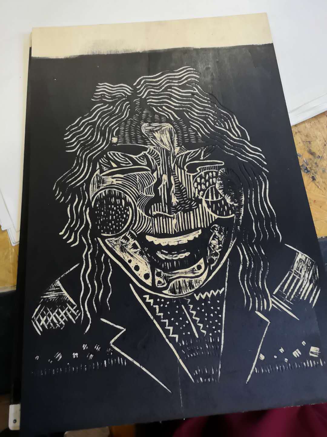 《自画像版画创作—长头发啦》（图ZMTYxNjc1NDIw） - 其他平面 - 站酷设计师醋精老爷原创素材 - 站酷ZCOOL