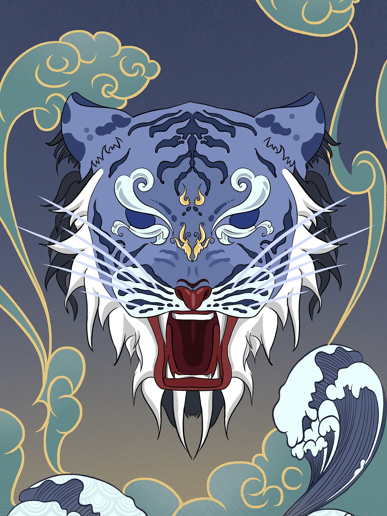 虎年插画｜国潮老虎系列（图ZMjc3MjU2NjEy） - 商业插画 - 站酷设计师靖靖子原创素材 - 站酷ZCOOL