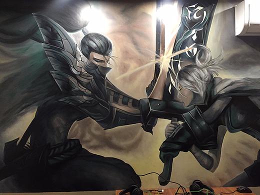 网鱼网咖整体墙绘