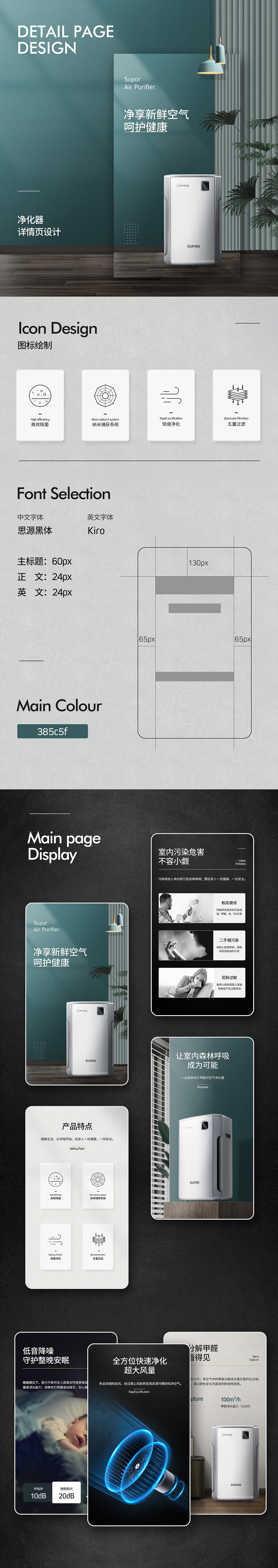 家電 凈化器詳情頁(yè)練習(xí)設(shè)計(jì)（圖ZMjE2OTEwODQw） - 電商 - 站酷設(shè)計(jì)師米蟲(chóng)MIC原創(chuàng)素材 - 站酷ZCOOL