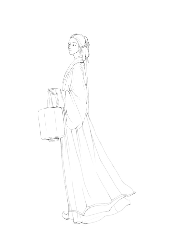 板绘|白衫手执灯笼少女·古风