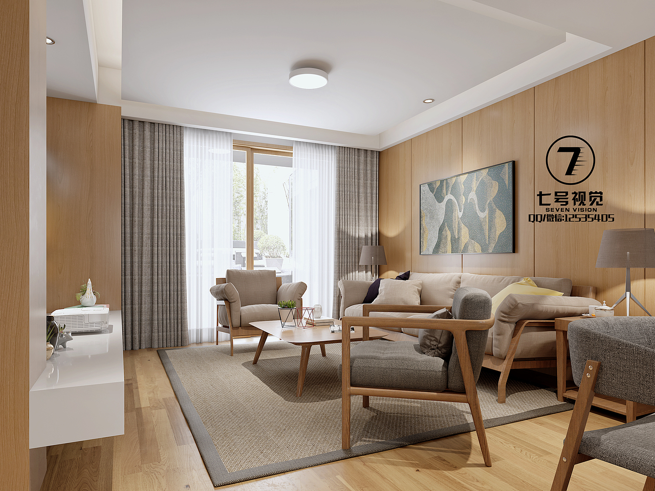 现代偏日式室内表现整体案例