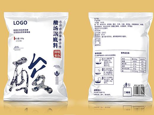中国风民族风苗族特色酸汤火锅底料产品包装设计