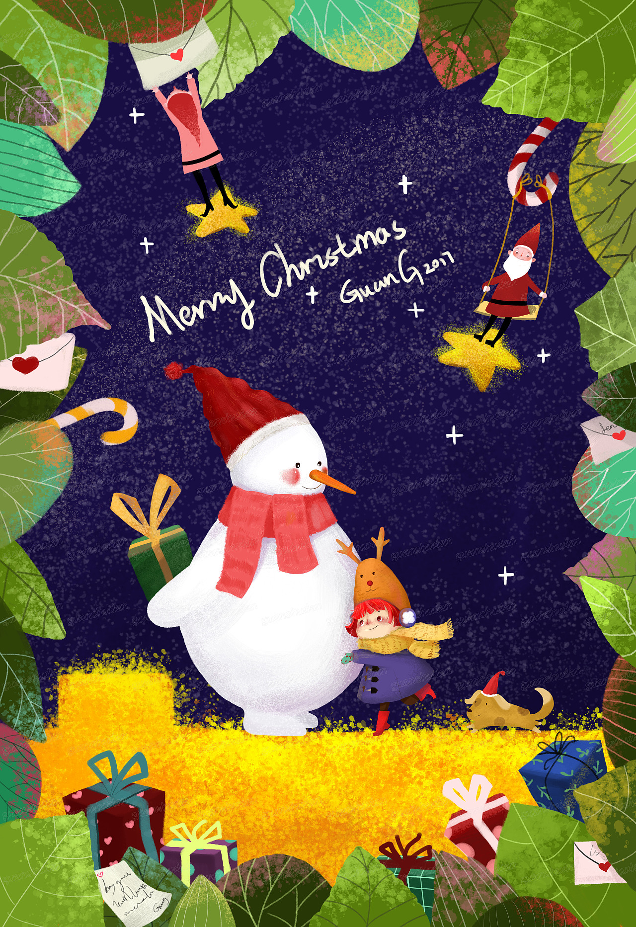 圣诞节和雪人|插画|艺术插画|关关guanguan - 原创作品 - 站酷 (zcool