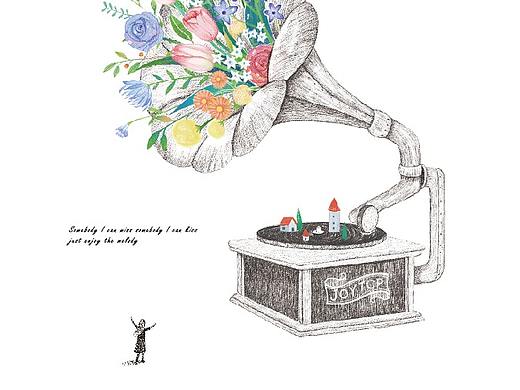《音乐与生活》彩铅画风插画