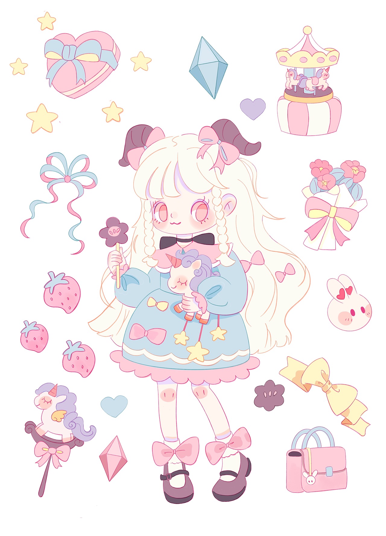 春日摩羯 咕卡貼紙（圖ZMzM3ODUxOTEy） - 商業(yè)插畫 - 站酷設(shè)計(jì)師mini小董原創(chuàng)素材 - 站酷ZCOOL