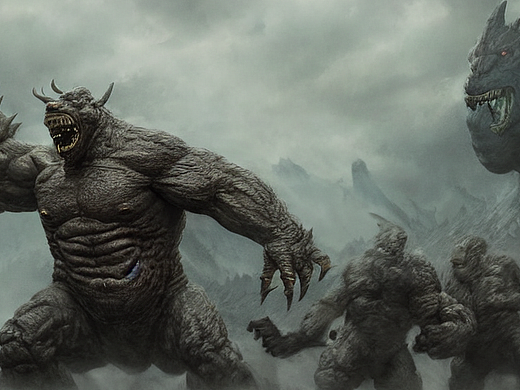 #AI创作实验室#半兽人，哥斯拉