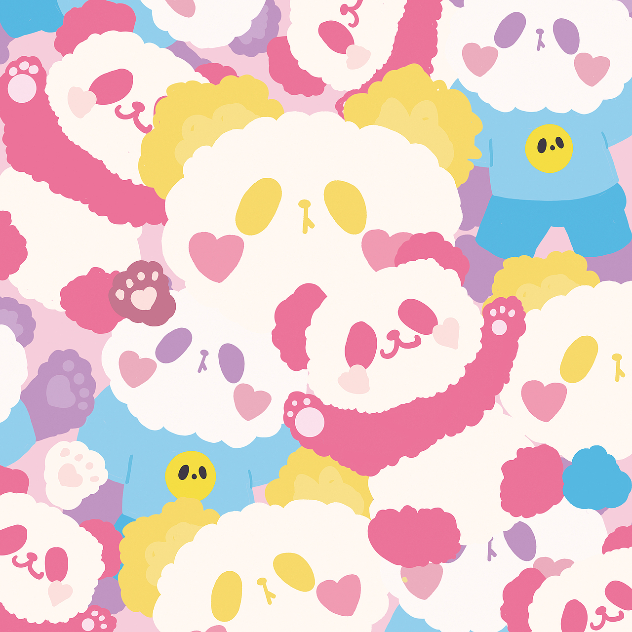 比心熊猫插画展览（图ZMTU3OTUwNTYw） - 商业插画 - 站酷设计师深仔鸡排原创素材 - 站酷ZCOOL