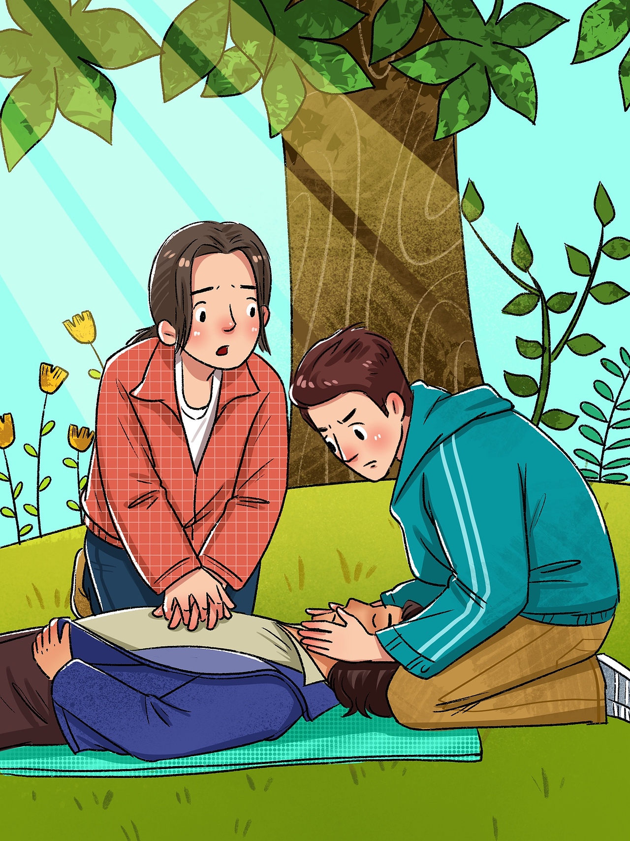 校园急救垃圾分类骑行教师节刷牙丰收（图ZMTY5NTQ0NTgw） - 商业插画 - 站酷设计师Cara丫丫原创素材 - 站酷ZCOOL