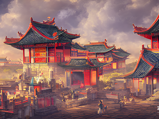 #AI创作实验室#阁楼建筑，天空