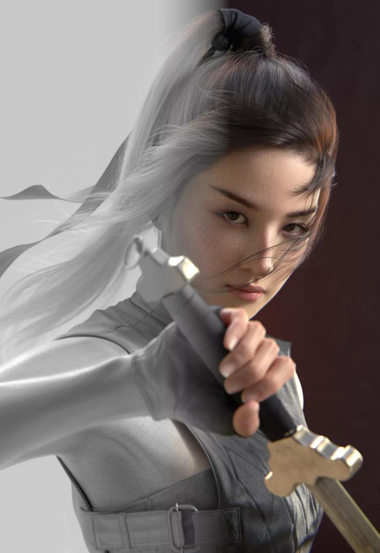 女性 视觉开发 电影角色模型-花木兰_cg高端视频小坤-站酷zcool