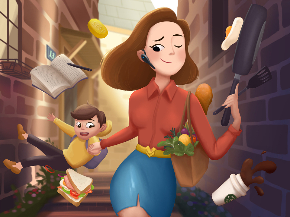 妈妈是超人（图ZMTUyNjY4NTUy） - 商业插画 - 站酷设计师纸兔原创素材 - 站酷ZCOOL