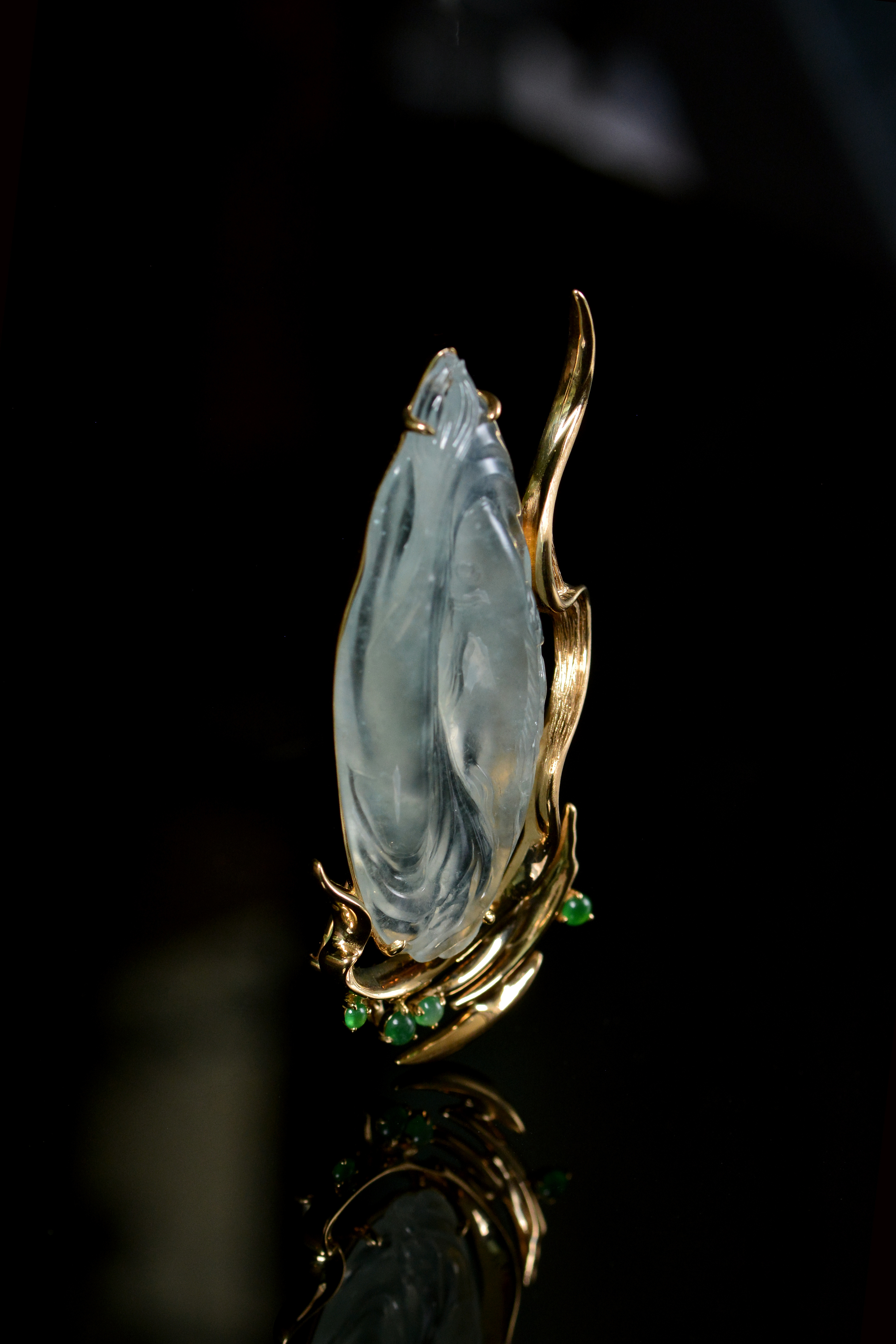 小而美|翡翠鱼(吊坠胸针两用款)|手工艺|首饰|天使原创珠宝设计