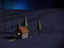 c4d午夜山间小屋