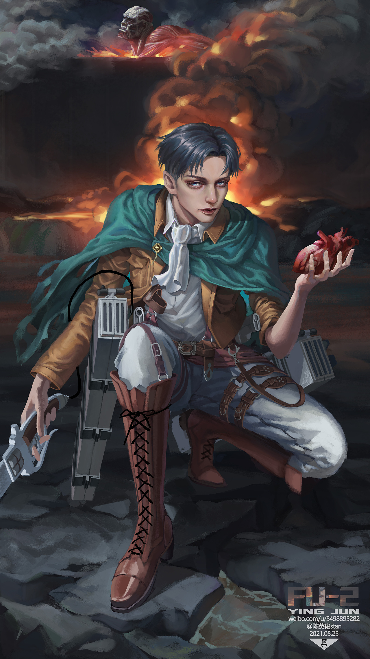 利威尔阿克曼;兵长同人~|插画|游戏原画|陈英俊stan_原创作品-站酷