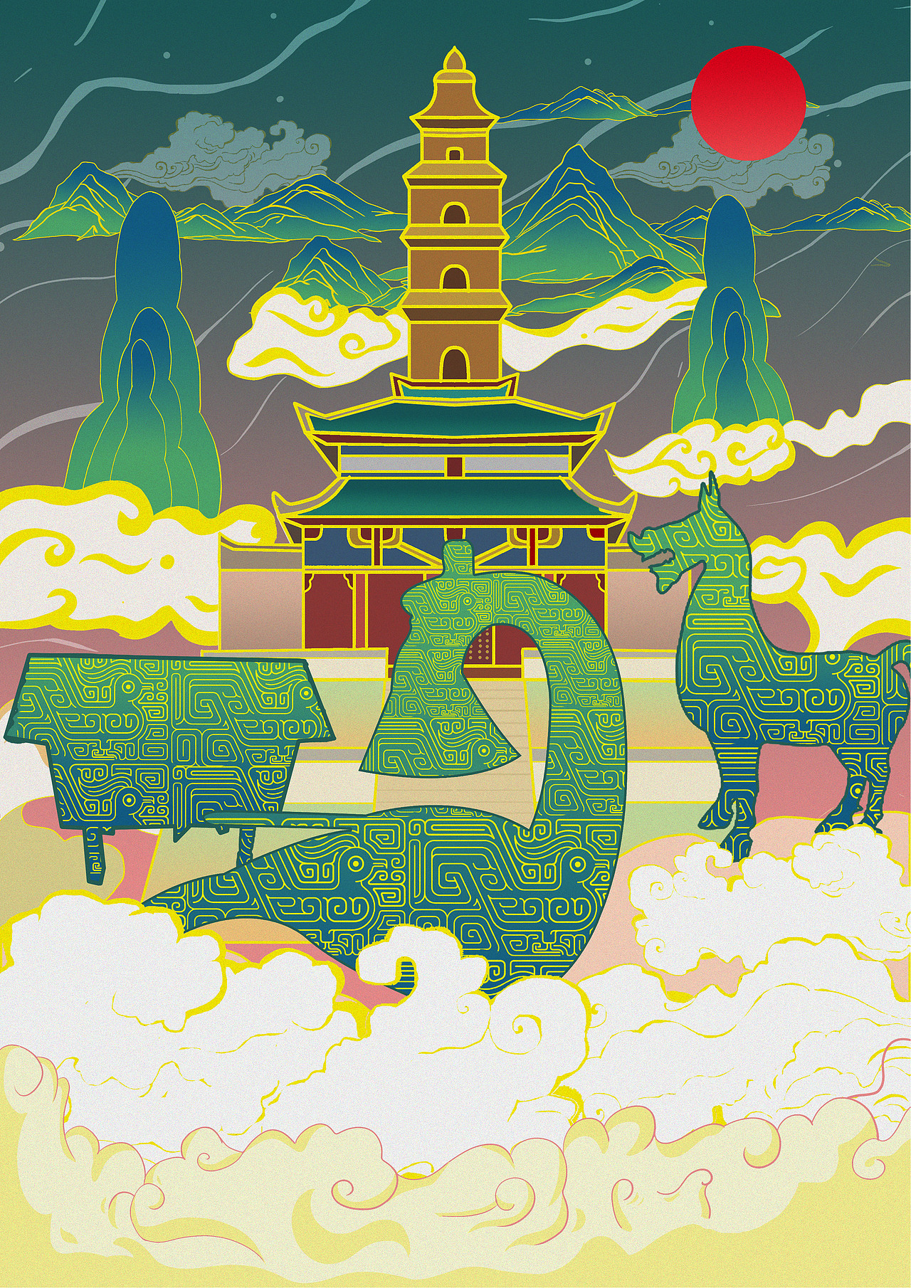 合浦汉代博物馆文创插画
