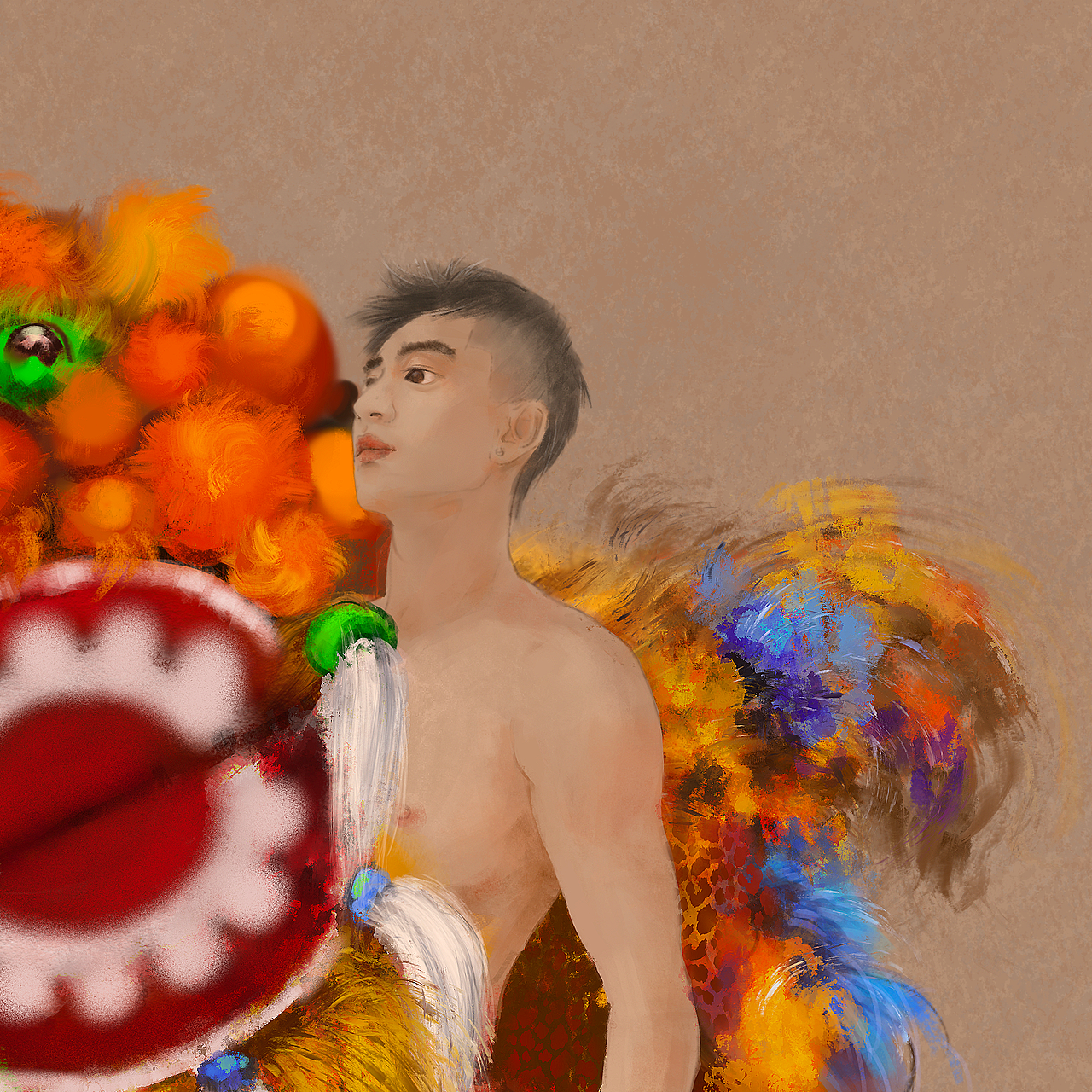 穿兔子鞋的舞狮少年