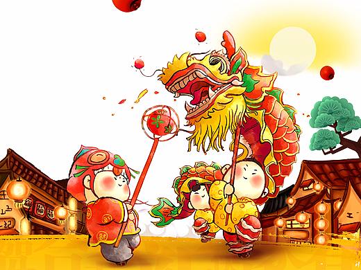 春节舞龙背景