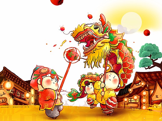 春节舞龙背景