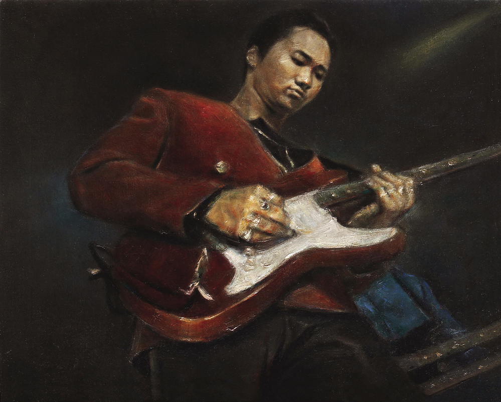 黄家驹的生日,为了纪念这位天才,我在这里将我爱人严振厚的油画连环画