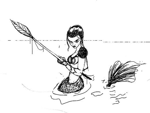 007 线稿练习临摹 人鱼部落战士