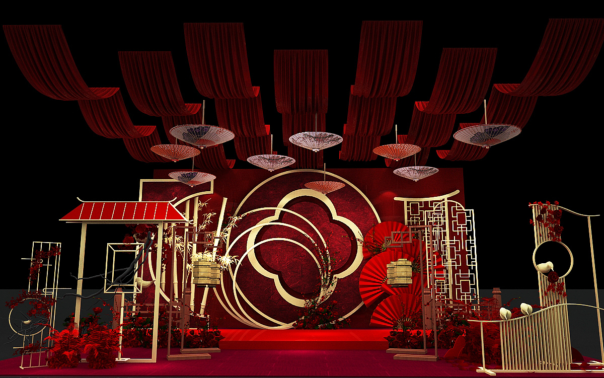 中式婚礼舞台效果图设计 3D效果图设计（图ZMjExNTMzODg0） - 其他三维 - 站酷设计师艺汇设计原创素材 - 站酷ZCOOL