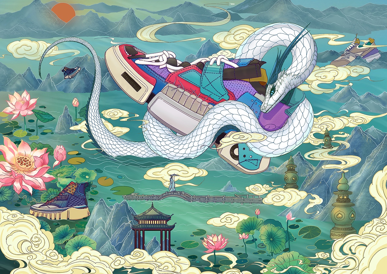 李宁x杭州概念插画(好好好久以前的库存了呀~）（图ZMjQ4MzU5MDY0） - 商业插画 - 站酷设计师一个玖肆ya原创素材 - 站酷ZCOOL