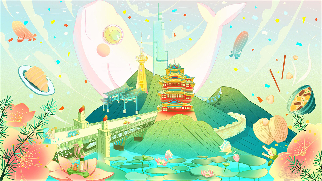 Hello 南京（图ZMjYyMjE4ODEy） - 商业插画 - 站酷设计师Elin大大原创素材 - 站酷ZCOOL